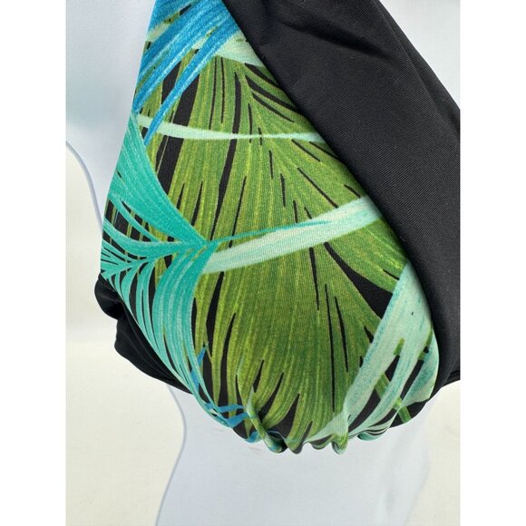 Victoria's Secret Tropical Halter Bikini Top Womens L Black Plunge Neck Summer - Picture 7 of 10